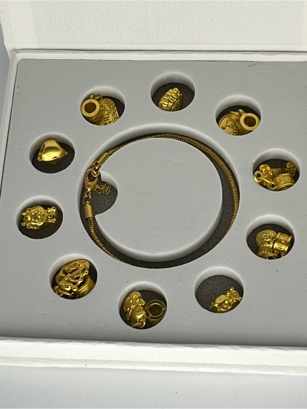 Gold Charm Bracelet with Interchangeable Charms
